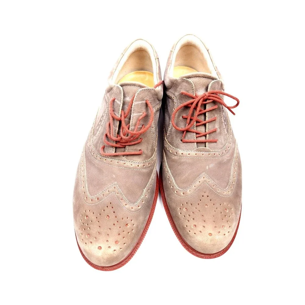 Ecco Tour Hybrid Suede Wingtip Men's US 13-13.5 EU 47 Brown Spikeless Golf Shoe